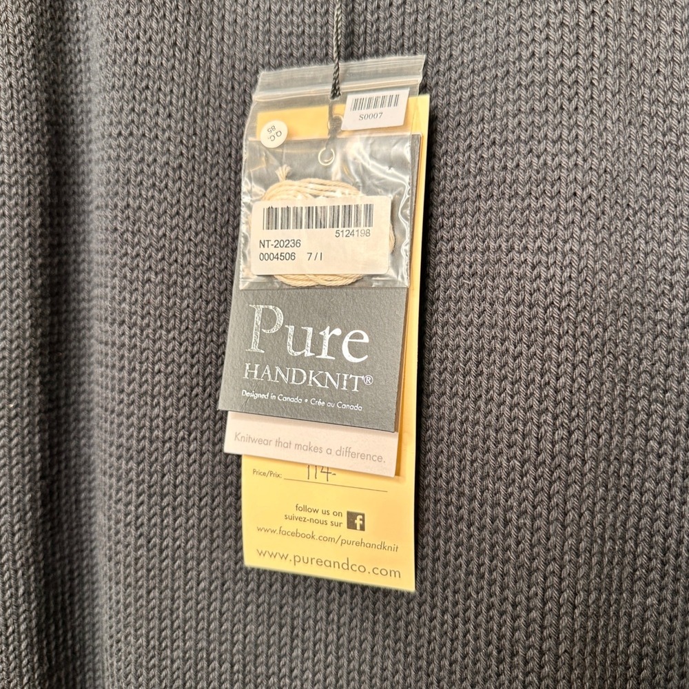 Pure Handknit Black Cream Cotton Colorblock Button Sweater L/XL NWT 4506-07 - Picture 4 of 9